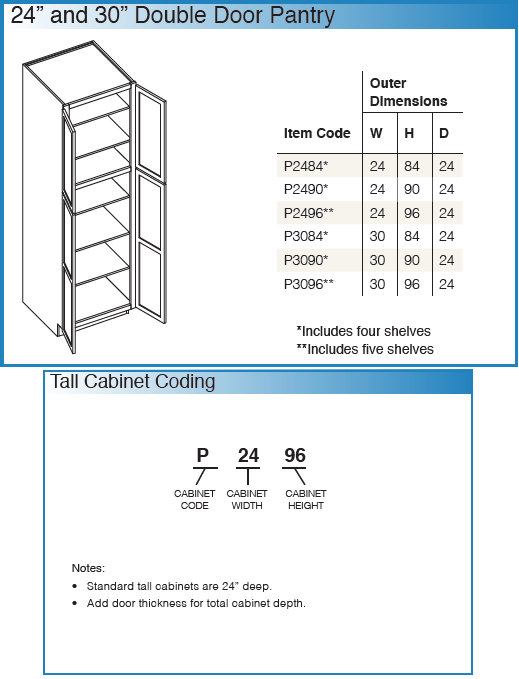 Shaker Designer White - Tall Cabinets - (Choose Slab or 5-Piece)