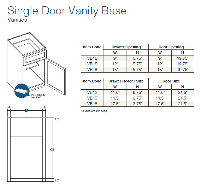 Shaker Designer White - VANITIES (Choose SLAB or 5-PC)