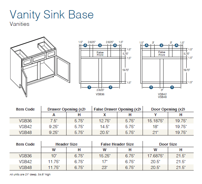 Shaker Designer White - VANITIES (Choose SLAB or 5-PC)