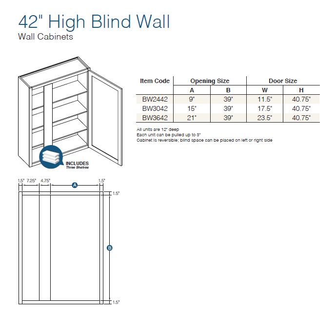 Shaker Sand (SS) - WALL CABINETS