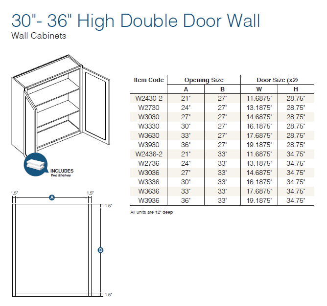 Shaker Sand (SS) - WALL CABINETS