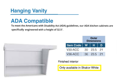 ADA COMPATIBLE CABINETS (SHKR WHT)