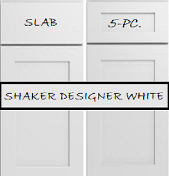 Shaker Designer White - VANITIES (Choose SLAB or 5-PC)