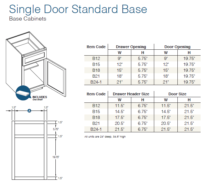 Shaker Sand (SS) - Base Cabinets