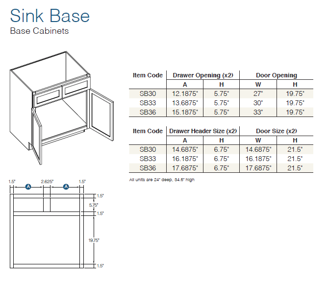 Shaker Sand (SS) - Base Cabinets